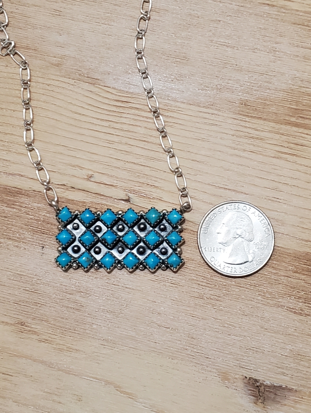 Needlepoint Turquoise Set - Navajo Made - Picture 3 of 13